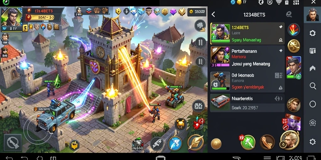 Tampilan gameplay menara dalam 1234BETS yang menegangkan dan strategis.