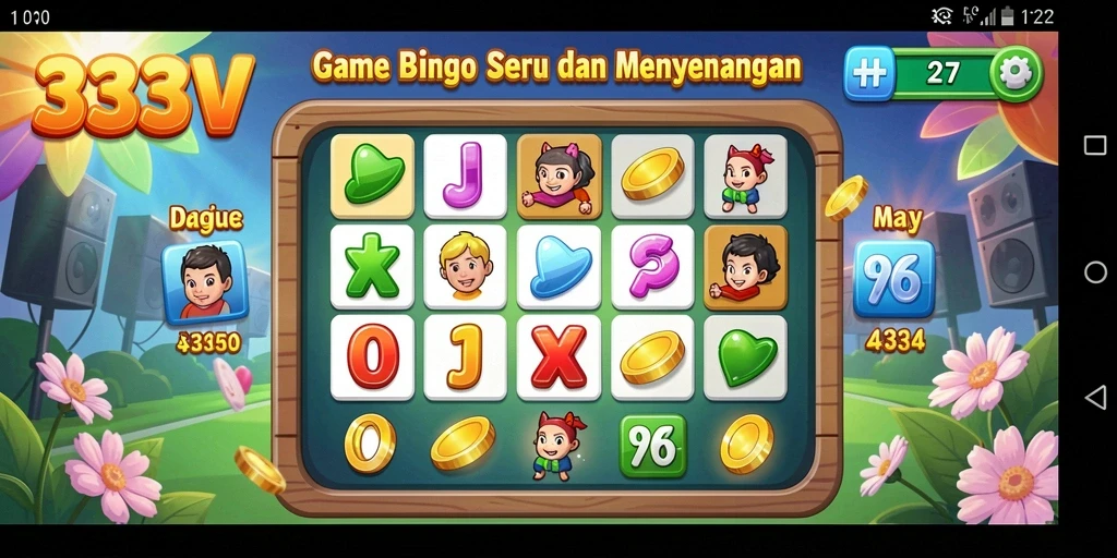 Tampilan gameplay seru dalam aplikasi Bingo 333V.