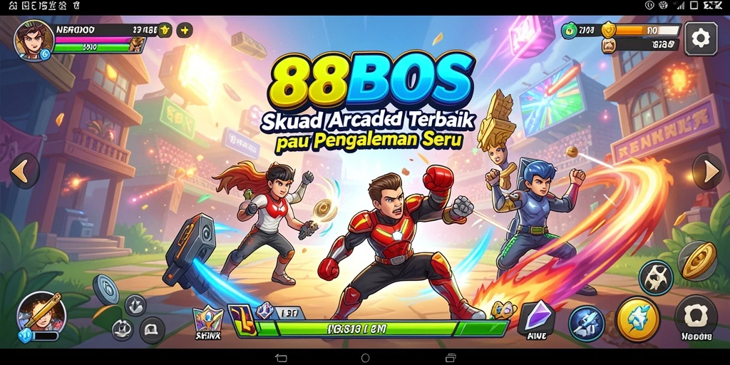 Tampilan gameplay 88BOS yang menyenangkan dan penuh warna.