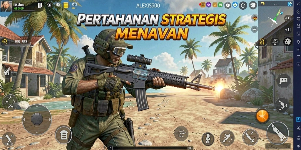 Screenshot ALEXIS500 menampilkan serangan musuh yang intens dalam gameplay Tower Defense.