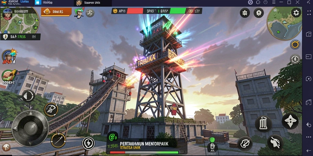Tampilan menara pertahanan yang strategis dalam API36.