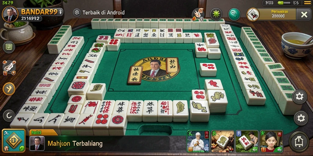 Tampilan gameplay menarik dari BANDAR99 dalam permainan Mahjong.