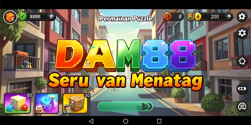 Layar gameplay DAM88 menampilkan tantangan puzzle yang menarik dan seru.