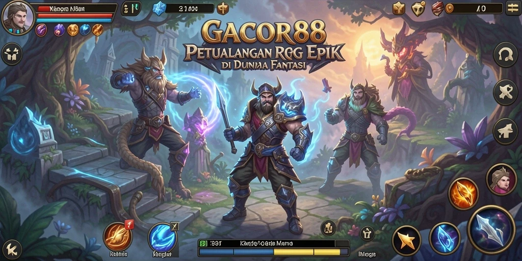 Screenshot menunjukkan pertarungan seru dalam game RPG GACOR88.