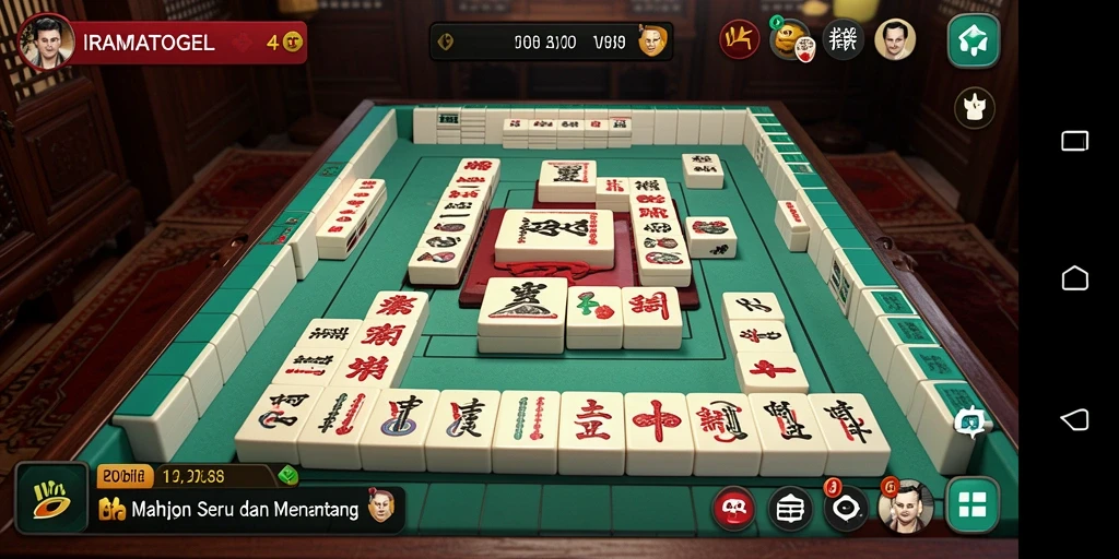 Tampilan gameplay menarik IRAMATOGEL dengan ubin Mahjong.