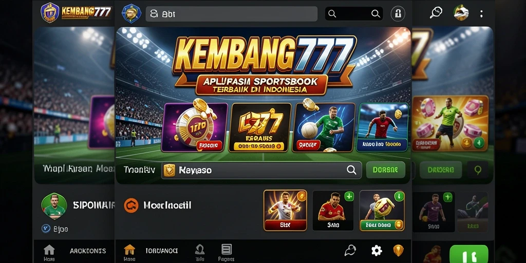 Tampilan aplikasi KEMBANG777 dengan berbagai opsi taruhan olahraga.