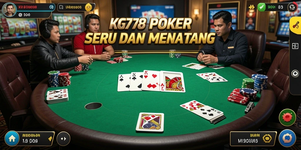 Tampilan screenshot KG778 menunjukkan keseruan permainan Poker yang dinamis.