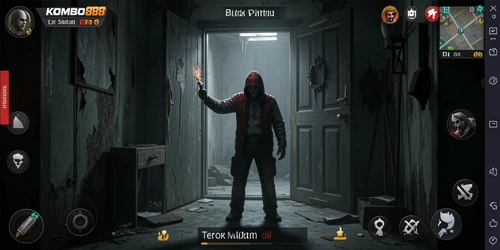 Screenshot menampilkan adegan menegangkan dari gameplay KOMBO88.