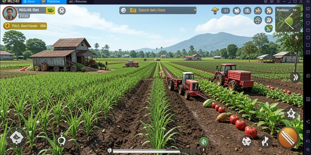 Screenshot gameplay <strong>MILO4D</strong> menampilkan ladang yang indah dengan tanaman berwarna-warni.