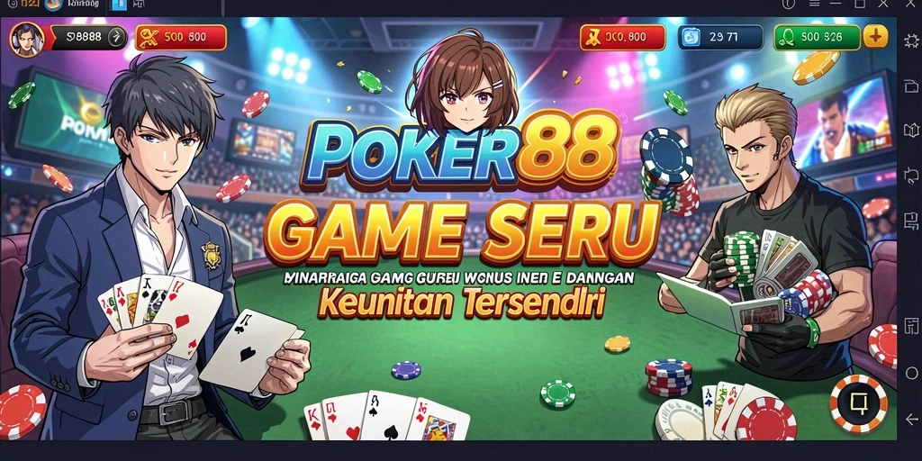 Tampilan gameplay <strong>POKER88</strong> dengan karakter Anime yang memukau.
