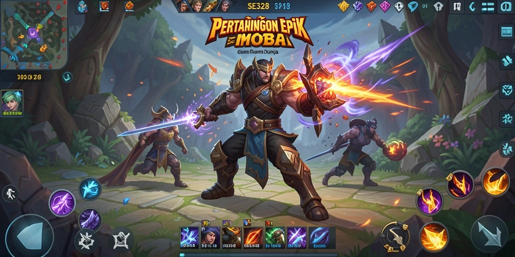 Menampilkan aksi intens dalam gameplay MOBA SE328.