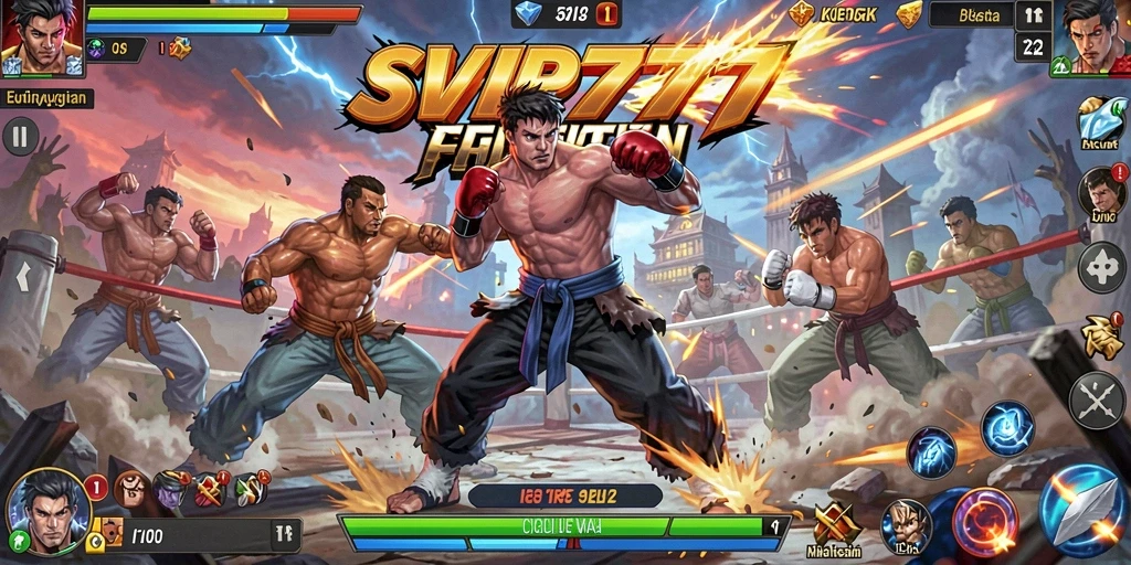 Screenshot gameplay SVIP777 menampilkan aksi pertarungan yang mendebarkan.