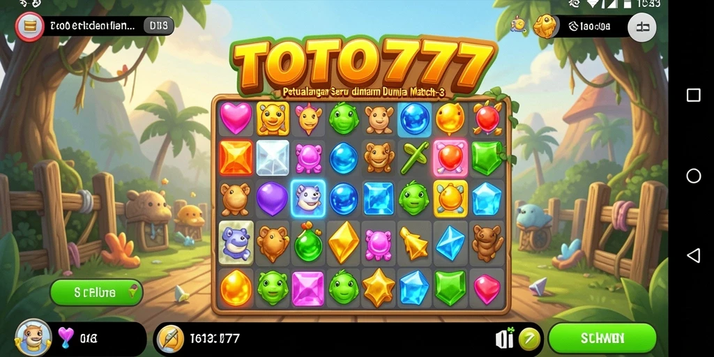 Gameplay seru TOTO777 dengan tantangan match-3 yang mendebarkan.